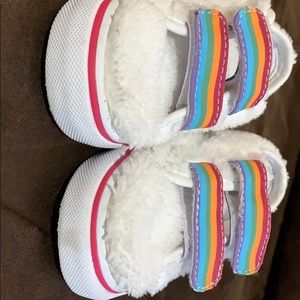 Toddler furry white vans with Velcro straps